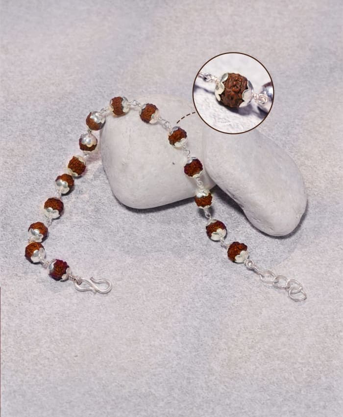 Original 5-Mukhi Rudraksha Bracelet in 925 Sterling Silver