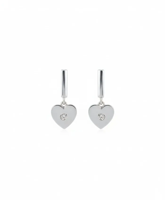 925 Sterling Silver hanging Heart Stud Earrings