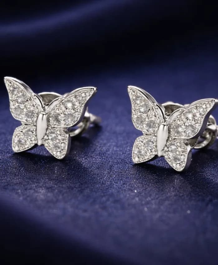925 Sterling Silver Enchanted Butterfly Stud Earrings