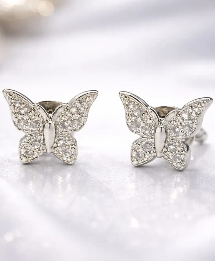 925 Sterling Silver Enchanted Butterfly Stud Earrings