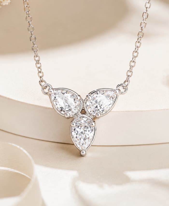 925 Sterling Silver Radiant Pear Cut Pendant