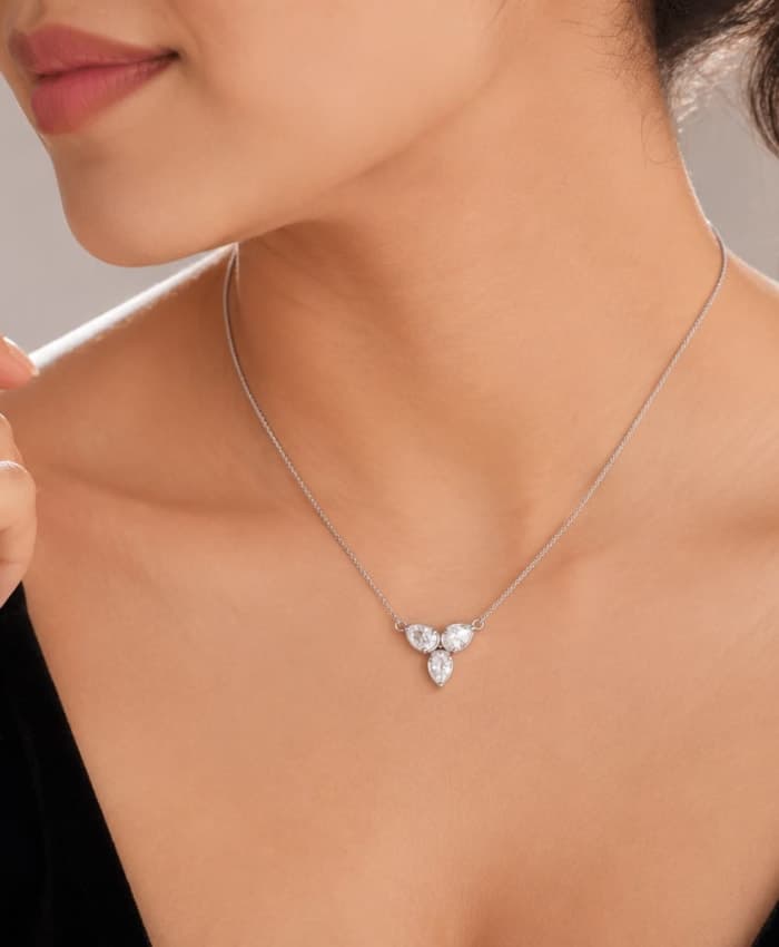 925 Sterling Silver Radiant Pear Cut Pendant