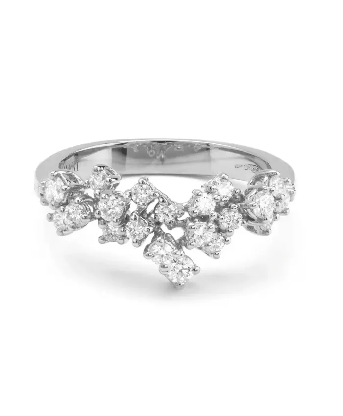925 Sterling Silver Cascading Crystal Cluster Ring