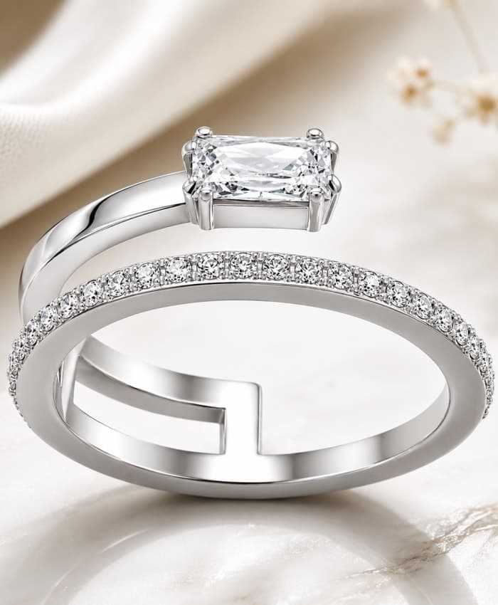 Modern Geometric Open Wrap Ring