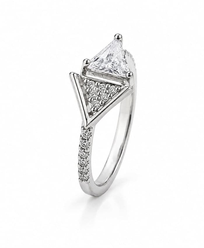 925 Sterling Silver Geometric Dual Triangle Ring