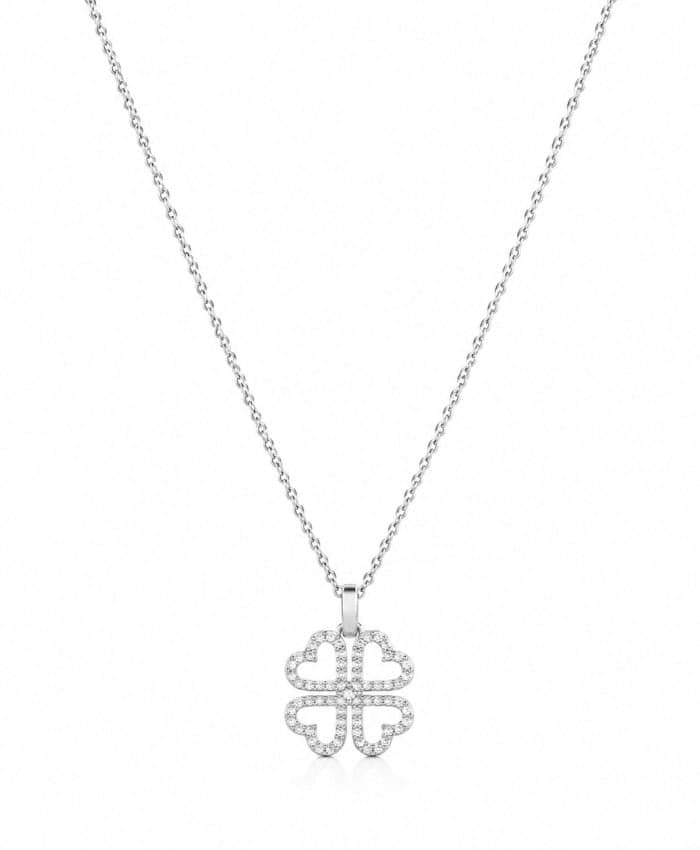 925 Sterling Silver Lucky Four Heart Clover Pendant