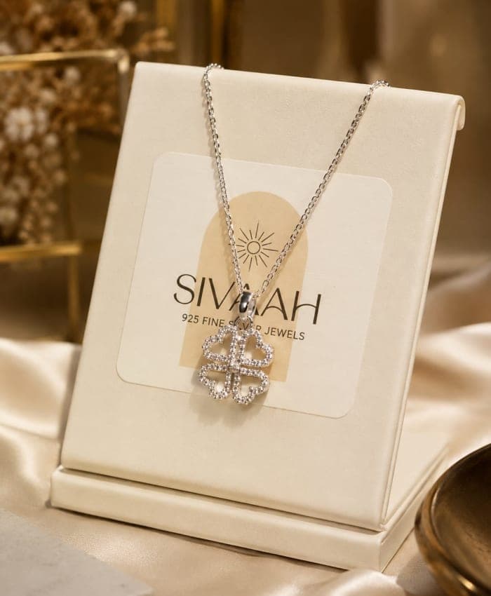 925 Sterling Silver Lucky Four Heart Clover Pendant