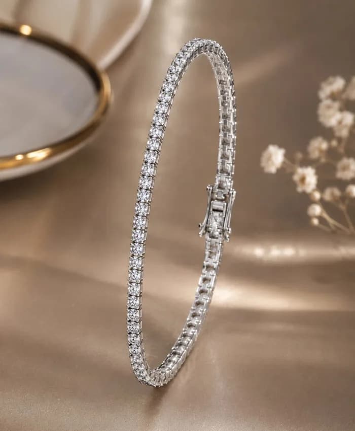 925 Sterling Silver Classic Sparkly Tennis Bracelet