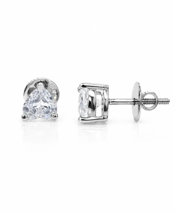 925 Sterling Silver Solitaire Heart Stud Earrings