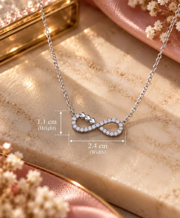 925 Sterling Silver Pavé Infinity Heart Necklace