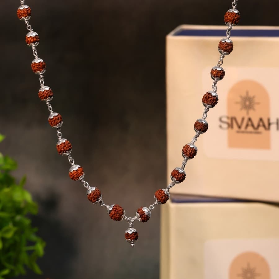 Original 5-Mukhi Rudraksha Mala in 925 Sterling Silver – 925 sterling silver jewellery by SIVAAH
