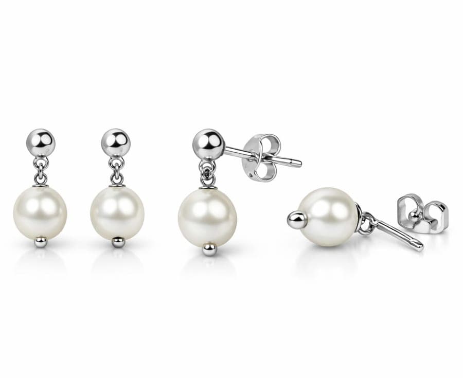 925 Sterling Silver Pearl Drop Stud Earring – 925 sterling silver jewellery by SIVAAH