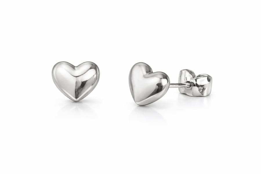 925 Sterling Silver Puffy Heart Stud Earrings – 925 sterling silver jewellery by SIVAAH