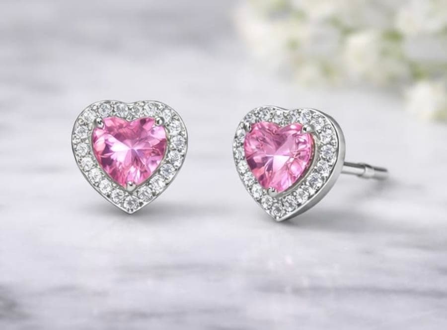 Sivaah 925 Sterling Silver Puffy Heart Stone Stud Earrings – 925 sterling silver jewellery by SIVAAH