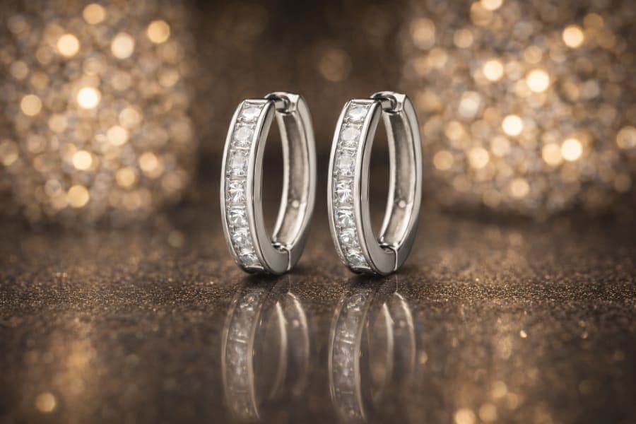 925 Sterling Silver Sparkling Pave Hoop Earrings – 925 sterling silver jewellery by SIVAAH