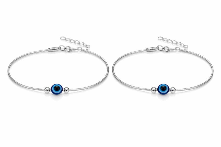 925 Sterling Silver Evil Eye Anklet Set – 925 sterling silver jewellery by SIVAAH