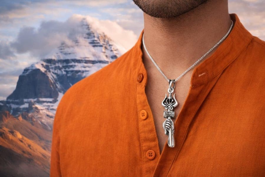 925 Sterling Silver Mahadev Trishul Damru Locket – 925 sterling silver jewellery by SIVAAH