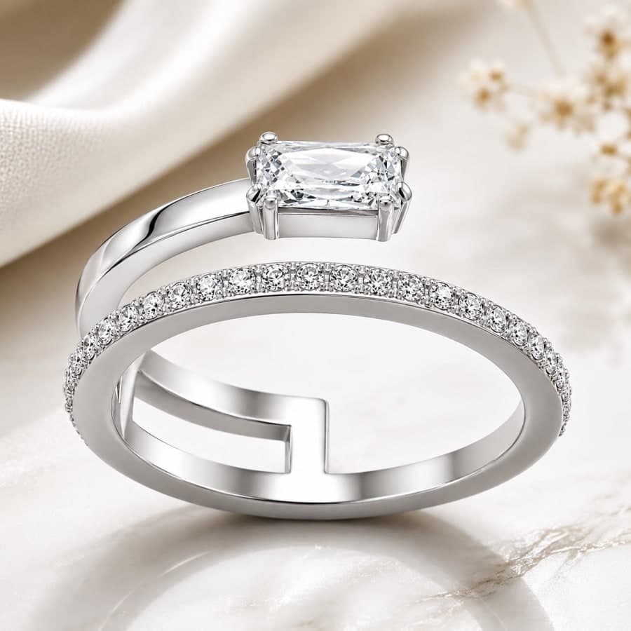 Modern Geometric Open Wrap Ring – 925 sterling silver jewellery by SIVAAH