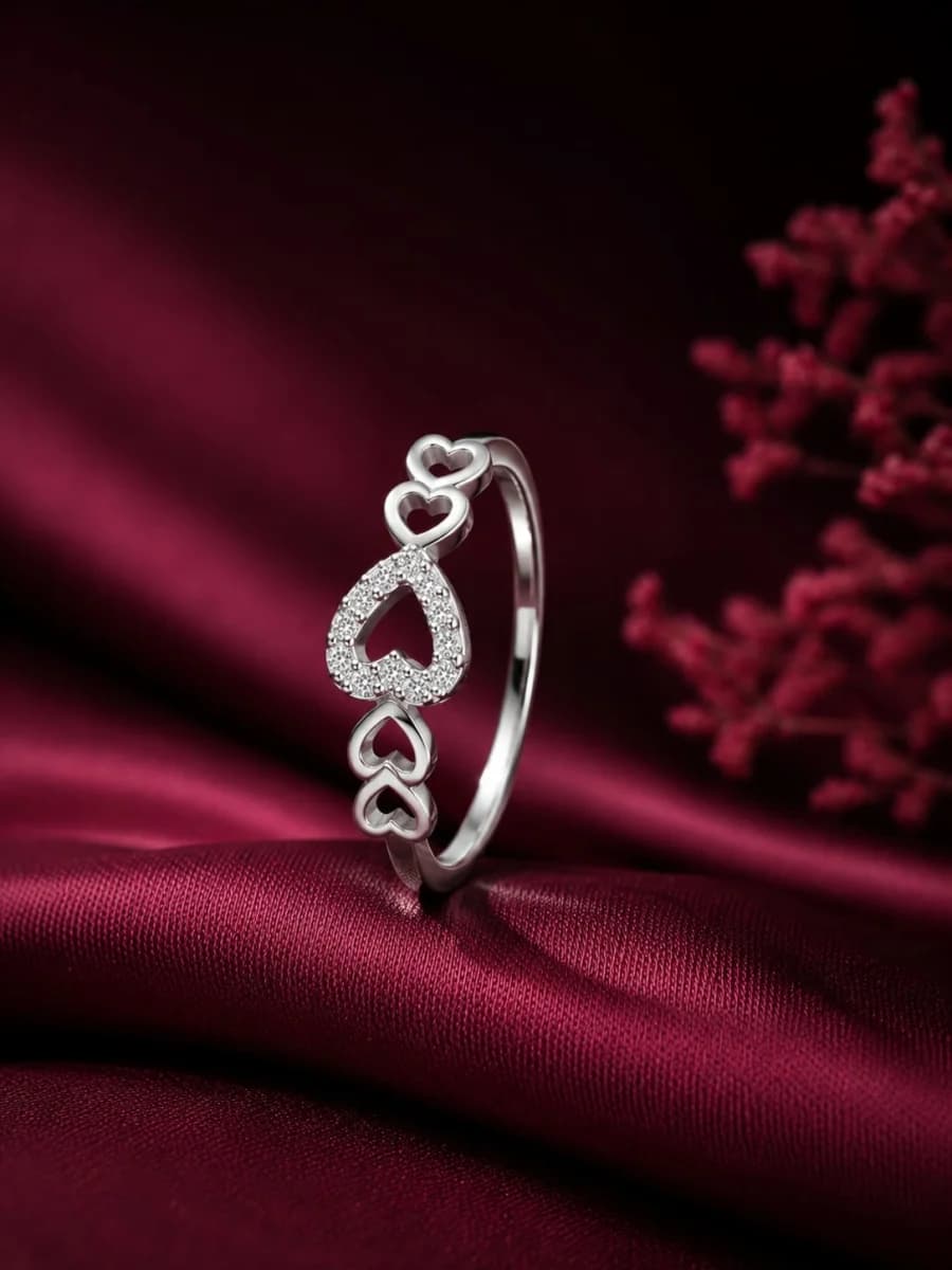 925 Sterling Silver Hollow Heart Stitching Ring – 925 sterling silver jewellery by SIVAAH