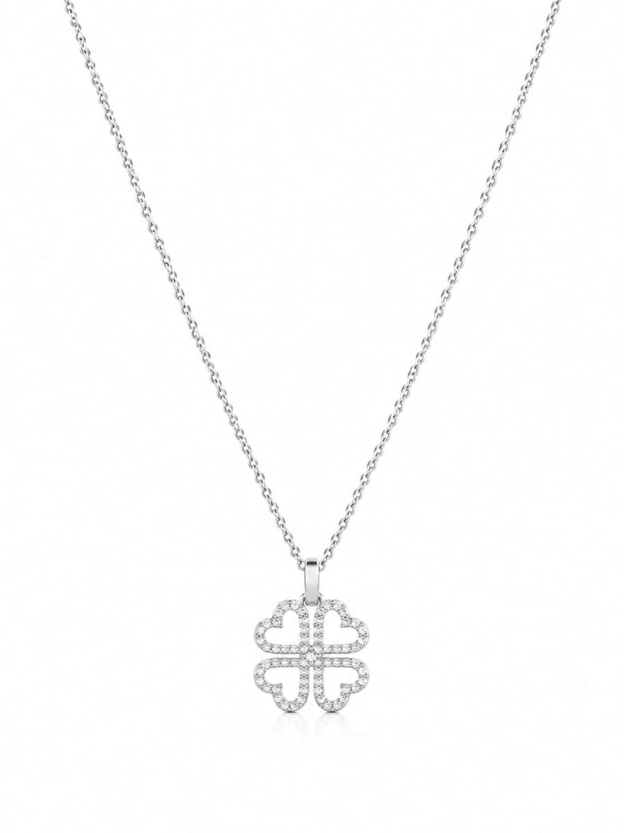 925 Sterling Silver Lucky Four Heart Clover Pendant – 925 sterling silver jewellery by SIVAAH