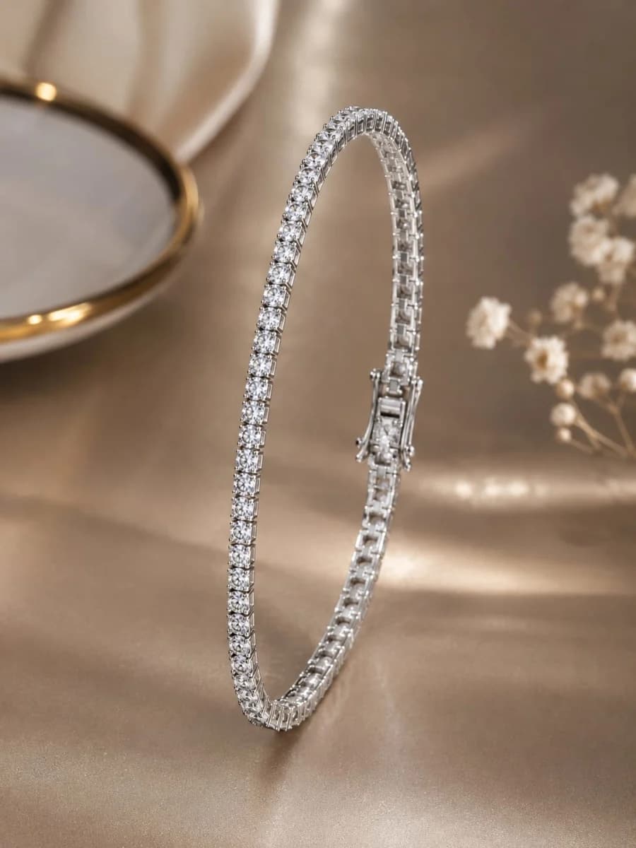 925 Sterling Silver Classic Sparkly Tennis Bracelet – 925 sterling silver jewellery by SIVAAH