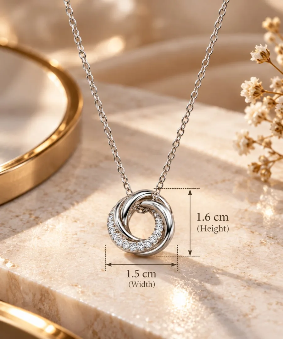 925 Sterling Silver Interlocking Double Circle Pendant Necklace – 925 sterling silver jewellery by SIVAAH