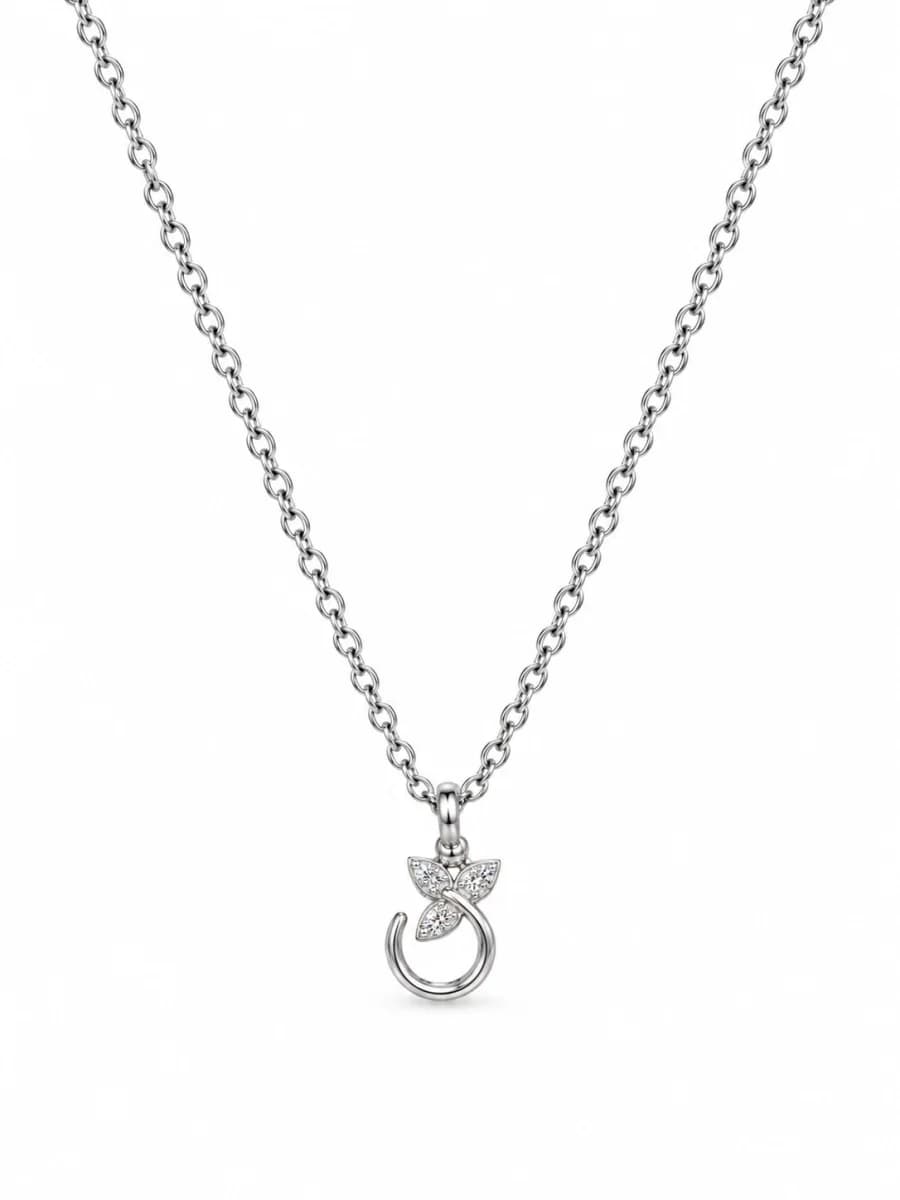 925 Sterling Silver Delicate Crystal Leaf Motif Pendant Necklace – 925 sterling silver jewellery by SIVAAH
