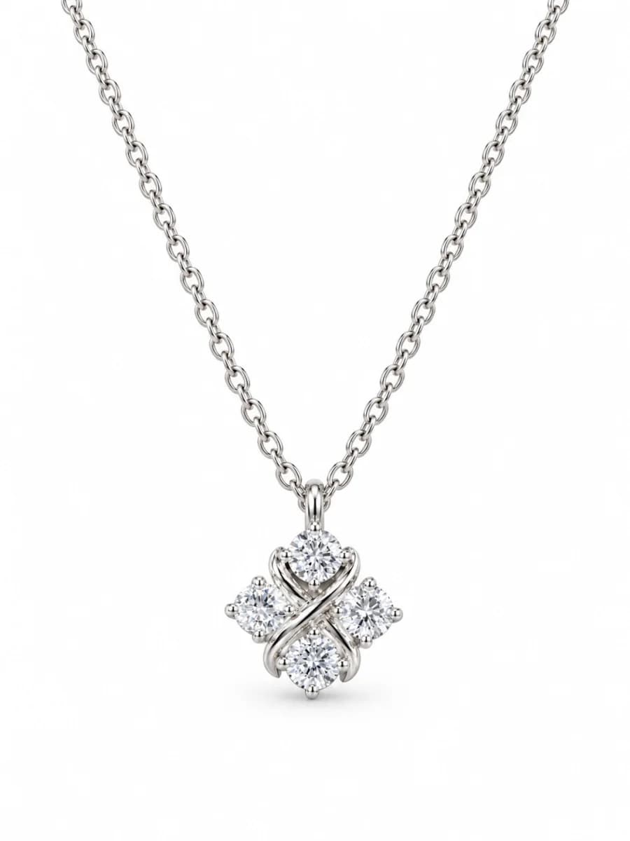 925 Sterling Silver Four-Petal Floral Clover Pendant Necklace – 925 sterling silver jewellery by SIVAAH
